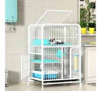 Pucaru Cat Condo Outdoor with Wheels, Metal Cat Enclosure, Heavy Duty Cat Cage Playpen, Multi-storey Cat Villa, Easy to Assemble(71x55x107cm)