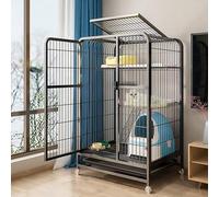Pucaru Cat Condo with Wheels, Indoor Cat Cage, Cat Enclosure, Thickened Square Tube Frame, Double-storey Loft, Widened Platform(78x55x108cm)