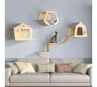 Pucaru Cat Shelves for Wall, Cat Wall Frame, Wooden Kitty House,Wall Kitty Walkway Indoor Kitty Furniture for Kittens to Play(5pcs)