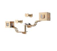 Pucaru Cat Shelves for Wall Furniture, Cat Wall Climbing Frame Set, Solid Wood and Sturdy Frame for Large Cats and Kittens(8pcs)
