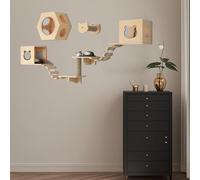 Pucaru Cat Wall Shelves and Hanging Perches, Climbing Frame Set, Indoor Cat Climbing Frame for Large Or Small Cats(7pcs)