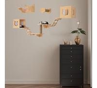 Pucaru Cat Wall Shelves and Hanging Perches, Climbing Frame Set, Indoor Cat Climbing Frame for Large Or Small Cats(8pcs)