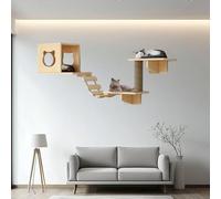 Pucaru Cat Wall Shelves,Cat Wall Climber, Wall-mounted Kitty Climbing Frame Set for Cats To Nap, Climb, Jump(5pcs)