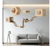 Pucaru Cat Wall Shelves,Cat Wall Climber, Wall-mounted Kitty Climbing Frame Set for Cats To Nap, Climb, Jump(9pcs)