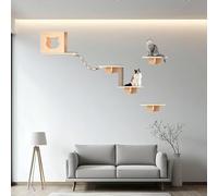 Pucaru Cat Wall Shelves,Cat Wall Climber, Wall-mounted Kitty Climbing Frame Set for Cats To Nap, Climb, Jump(6pcs)