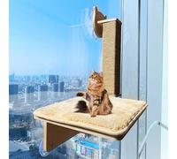 Pucaru Cat Wall Shelves, Wooden, DIY Cat Scratching Post, Punch-free Tile Window Cats Jumping Platform, Indoor Kitten Perch(39 * 57cm)