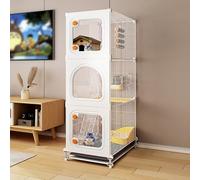 Pucaru DIY 2/3/4 Layer Small Animal Cage, Encrypted Iron Mesh Chinchilla Cabinet, Squirrel Cage, with Tray and Ladder, Easy to Assemble(37x37x113cm)