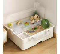 Pucaru DIY Pet Hamster Cage, Drawer Type Dome Tunnel Hamster Breeding Box, Double Layer Design, Fully Open Large Sunroof, Easy Installation(White)