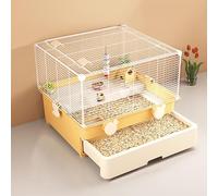 Pucaru Double Storey Hamster Villa, Drawer-style Hamster House, Easy to Clean, Suitable for Hamsters, Hedgehogs, Reptiles, Rutin Chickens, Etc(Yellow)