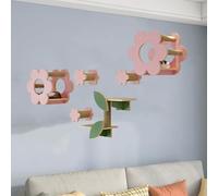 Pucaru Flower-shaped Cat Shelves for Wall, Wooden, DIY Cat Wall Rack Set, Let Cats Climb To Their Heart's Content(8pcs)