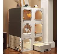 Pucaru Indoor Cat Cage Enclosures, Detachable Cat Playpen, DIY 2/3 Tier Cat Kennels, Cat Villa, Easy to Assemble, Ideal for 1-2 Cat(71x46.5x106cm)