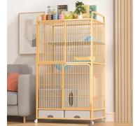 Pucaru Large Cat Cage, 3/4 Tier Cat Cages, Cat Kennels for Indoor Cats, Multifunctional Cat Villa, Top Storage Rack, Closed Cat Litter Box(Yellow,83x59x156cm)