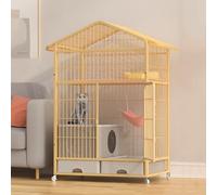 Pucaru Large Cat Cage, 3/4 Tier Cat Condo, Multifunctional Cat House, Top Storage Rack, with Enclosed Litter Box, for 1-3 Cats(83x59x136cm)
