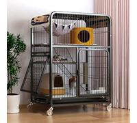 Pucaru Large Cat Cage Indoor/outdoor, Heavy Duty Cat Crate, Cat Enclosure, Multi-storey Space Cat Villa, Cat Condo with Wheels(Black,78x54x108cm)