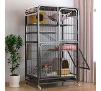 Pucaru Large Cat Cage Indoor/outdoor, Heavy Duty Cat Crate, Cat Enclosure, Multi-storey Space Cat Villa, Cat Condo with Wheels(Black,78x54x138cm)