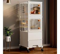 Pucaru Multi-storey Space Squirrel Villa, Metal Small Animal Cage, Encrypted Gap Iron Mesh Design, with Universal Wheel, Easy to Move(37x37x115cm)