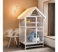 Pucaru Square Tube Cat Cage, 2 Tier Cat Enclosures, Cat Playpen, with Storage, Reinforce the Eaves Cat Villa, for 1-2 Cats, Rabbit(78x55x145cm)