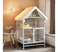 Pucaru Square Tube Cat Cage, 2 Tier Cat Enclosures, Cat Playpen, with Storage, Reinforce the Eaves Cat Villa, for 1-2 Cats, Rabbit(78x55x125cm)