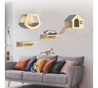 Pucaru Wall Mounted Cat Shelves, Wooden Cat Wall Shelver, Wall Furniture, Kitty House for Indoor Cats Or Kittens(5pcs)