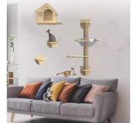 Pucaru Wall Mounted Cat Shelves, Wooden Cat Wall Shelver, Wall Furniture, Kitty House for Indoor Cats Or Kittens(4pcs)