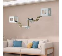 Pucaru Wall Mounted Cat Wall Shelves, Wooden, Cats Furniture Set, Cat Shelf on The Wall, Suitable for Kitty To Climb, Jump, Nap(6pcs)