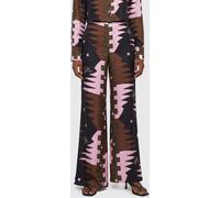 PUCCI High-Waisted Geometric Print Silk Wide-Leg Palazzo Trousers - Size: 38 - female
