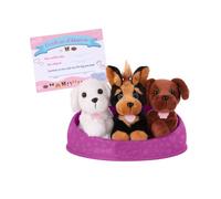 Pucci Pups - Adopt-a-Pup - Pug, Maltese, Schnauzer - Plush Toy Dogs with Dog Bed - Plush Dog for Kids Aged 2 and Up