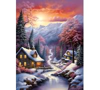 PUCHEN Cross Stitch Embroidery Kits for Adults Kids, Winter Snow Scene,B Cross Stitch Kits 11 CT Stamped, DIY Needlework Easy Beginners