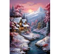 PUCHEN Cross Stitch Kits for Adults, Winter Snow Scene,E Advanced Pre-Printed Stamped Embroidery Kit 11CT DIY Cross Stitch Craft Kit