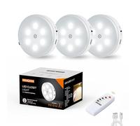 Puck Lights with Remote Control,1000mAh Rechargeable Under Cabinet Lighting,LED Closet Lights,3Pack Night Light,Cordless Stick On Lights for Under Cabinet,Hallway, Stairway,Closet (Cool White)