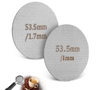 Puck Screen 53.5 mm, Pack of 2 Espresso Strainer for Portafilter, 150 µm Stainless Steel, 1 mm/1.7 mm Thick, Reusable Rustproof Espresso Strainer for Coffee