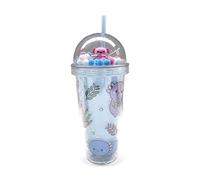 Puckator Adoramals Maddie The Axolotl Double Walled Cup & Straw with Charms - Insulated Tumbler - Cups with Lids and Straws for Adults Children - Travel Thermal Cup with Straw Water Bottles with Staw