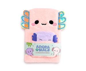 Puckator Adoramals Maddie the Axolotl Plush Notebook with Pouch & Mini Notebook - School Teacher Student Homework Study Planner Notepad Collage University Essentials Journals Planners Jotter Uni Gift