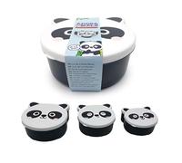 Puckator Adoramals Panda Shaped Lunch Box Set of 3 - Lunchbox with Multi Compartments - Small Food Containers - Lunchbox for Adults and Kids - Girls Boys Lunchbox - Snack Storage