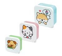Puckator Adoramals Pets Set of 3 Lunch Box Snack Storage S/M/L - Lunchbox with Multi Compartments - Small Food Containers - Lunchbox for Adults and Kids - Girls Boys Lunchbox - Food Prep with Lids