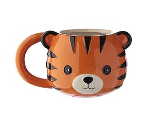 Puckator Adoramals Tiger Head Ceramic Shaped Tea Coffee Mug - Funny Home Accessories - Cute Gifts for Girlfriend - Large Mugs for Men Women Hot Drinks - Cute Cups Presents - Secret Santa Gift Cup Set