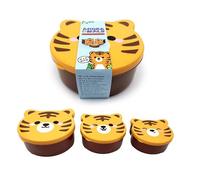Puckator Adoramals Tiger Shaped Lunch Box Set of 3 - Lunchbox with Multi Compartments - Small Food Containers - Lunchbox for Adults and Kids - Girls Boys Lunchbox - Snack Storage