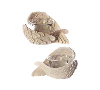 Puckator Angel's Wings Tea Light and Votive Candle Holder - Bathroom Fireplace Shelf Ornament - Tealight Holders - Glass - New Home Gifts - Living Room Accessories - Gothic Agel Gifts For Women