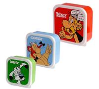 Puckator Asterix Set of 3 Lunch Box Snack Pots M/L/XL - Lunchbox With Multi Compartments - Small Food Containers - Lunchbox for Adults and Kids - Girls Boys Lunchbox - Snack Storage