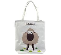Puckator BAAAG Sheep Reusable Zip Up Cotton Bag - Canvas Tote Bag - Cotton Tote Bags - Eco Gifts for Women and Men - Cloth Shopping Bag - Fabric Bag - Foldable Bags for Shopping - Handbag