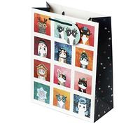 Puckator Bag - Planet Cat - Cats - Angie Rozelaar - L: Set of 12 Multi-coloured Animal Print Glossy Paper Bags - 33 cm x 26 cm x 12 cm