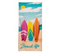 Puckator Beach Life Surf Microfibre Beach Towel - Large Quick Drying Lightweight Thin Funny Mens Girls Beach Pool Holiday Towel Towels For Adults Womens - Vacation Accessories Essentials Family