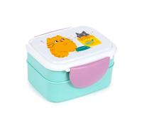 Puckator Bean & Co Cats Clip Lock Stacked Bento Lunch Box with Cutlery - Lunch Box for Adults and Kids with Compartments - Snack Box Food Containers with Lids Stackable Snack Pots for Kids Meal Prep