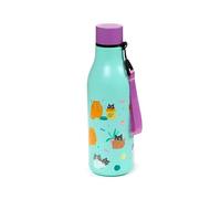 Puckator Bean & Co Cats Hot & Cold Drinks Bottle 500ml - Reusable Insulated Active Water Bottle Flask For Girls And Boys With A Carry Handle & Straw - Bpa Free - For School Nursery