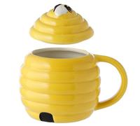 Puckator Beehive Shaped Ceramic Mug with Lid – Large Cute Tea & Coffee Cup, Yellow