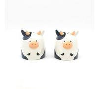 Puckator Black and White Cow Ceramic Salt and Pepper Set - Refillable Salt & Pepper Spice Shaker Cruet Sets Pot UK - Black White Pink Kitchen Accessories Set - Dispenser Mill Mills