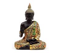 Puckator Black & Orange Gold Thai Buddha Mediation - Cute Room Decor - Aesthetic Feng Shui Meditation Accessories - Garden Ornaments - Shelf Desk Decorations - Mindfulness Home Gifts - Statues
