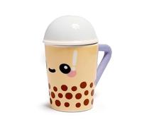 Puckator Boba The Bubble Tea Foodiemals Ceramic Lidded Mug - Funny Home Accessories - Cute Gifts for Girlfriend - Large Mugs for Men Women Hot Drinks - Cups Presents - Secret Santa Gift Cup Set