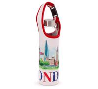 Puckator BOT193 London Icons Reusable Glass Water Bottle with Protective Neoprene Sleeve with Strap