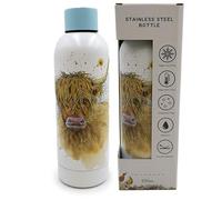 Puckator BOT205 Jan Pashley Highland Coo Cow Reusable Stainless Steel Hot & Cold Thermal Insulated Drinks Bottle 530ml